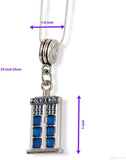Police Box Necklace | Merchandise for the Famous Doctor TV Show with a Beautiful Silver and Blue Police Box Charm a Great Gift for Women Men Boyfriend Girlfriend or Fans of the TV Show