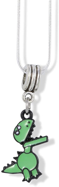 EPJ Green Cartoon Animated Dinosaur Charm Snake Chain Necklace