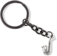 Saxophone Bracelet and Keychain | Snake Chain Charm Bracelet Bundled with Saxophone Small Charm Keychain