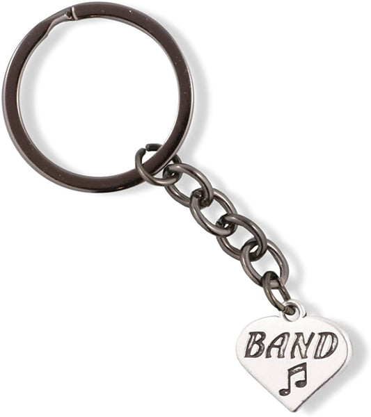 EPJ Band Text with a Music Note on a Heart Charm Keychain