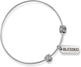 Emerald Park Jewelry Blessed Text Saying Fancy Charm Bangle