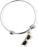 Sunglasses Black Lens on Gold Frame Fancy Charm Bangle