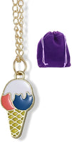 Ice Cream Cone Blue Red and White Charm Chain Necklace