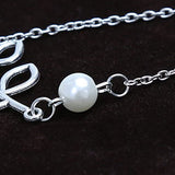 EPJ Willow Leaf with Two Faux Pearls on Silver Coloured Chain Necklace