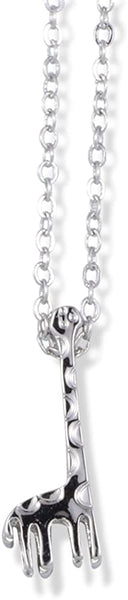 EPJ Giraffe with Straight Legs and Neck Round Head Silver on Silver Chain Necklace