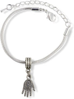 Hamsa (small with swirls on palm) Snake Chain Charm Bracelet