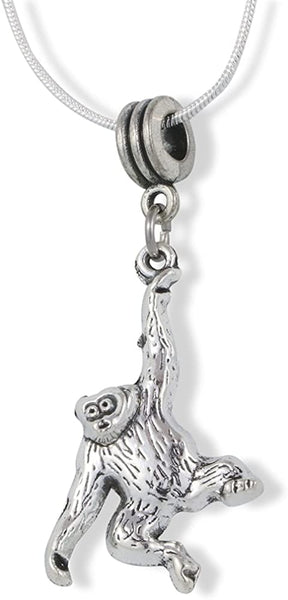 Monkey Hanging by One Arm Charm Snake Chain Necklace