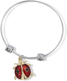Emerald Park Jewelry Red and Gold Ladybug with Two Black Dots on Back Fancy Charm Bangle