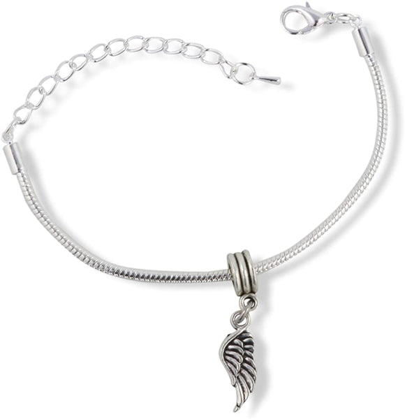 Emerald Park Jewelry Angel Wing Snake Chain Charm Bracelet