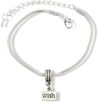 Wish on a Small Rectangle Snake Chain Charm Bracelet