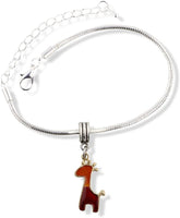 EPJ Giraffe with Four Horns and Tail Snake Chain Charm Bracelet