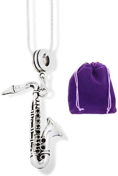 Saxophone Large Charm Snake Chain Necklace