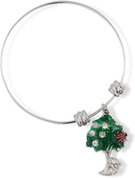 Ladybug in Green Tree with Cat at the Trunk Fancy Charm Bangle