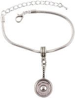 Frying Pan with Egg (no color) Snake Chain Charm Bracelet