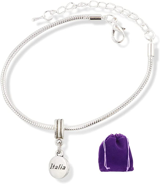 EPJ Italian Italia Bracelet Bangle Charm Gift for Kids Women Men Girls Italians and Boys Italy Country Gifts Stuff Accessories Heart Decor