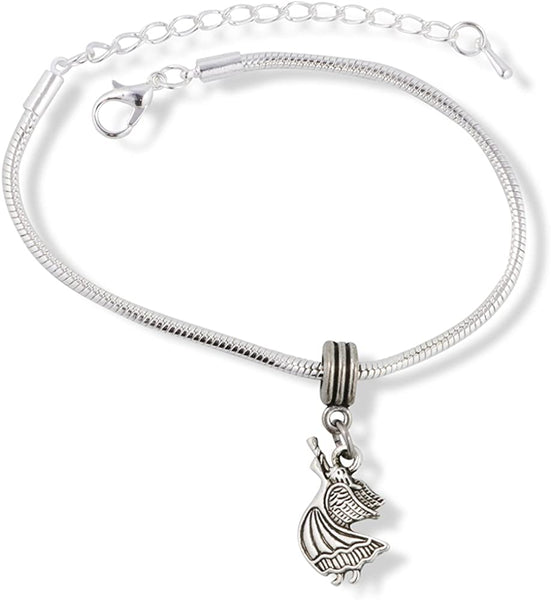 Angel with Horn Instrument Snake Chain Charm Bracelet