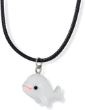 Emerald Park Jewelry White Whale Charm Black Rope Necklace