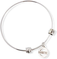 Medical Alert Diabetic ID Bracelet Bangle Stainless Steel Gift for Women and Men Awareness Jewelry