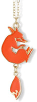 Emerald Park Jewelry Fox Necklace | Orange Fox with Hanging Tail Charm Snake Chain Necklace