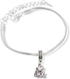 Bicycle Bracelet | I Love BMX bicycle racing Stainless Steel Snake Chain Charm Bracelet