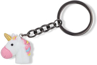 Emerald Park Jewelry 3D White Head Unicorn with Pink Nose Gold Horn Multi Colour Mane Charm Keychain
