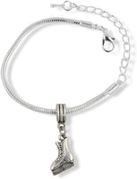 Ice Skates (Female with laces and middle support on blade) Snake Chain Charm Bracelet
