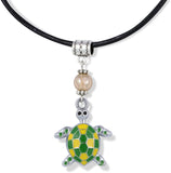 EPJ Turtle with Two Colors on Black Round Rope Necklace