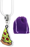Pizza Piece Coloured Enamel Charm Snake Chain Necklace