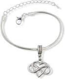 Heart with Infinity wrapped in it Snake Chain Charm Bracelet