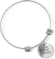Emerald Park Jewelry Never Never Give Up Text Sayings Fancy Charm Bangle
