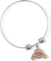 Carriage Cinderella Pink with Gold Wheels Fancy Charm Bangle