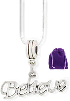 Emerald Park Jewelry Believe (Text) Charm Snake Chain Necklace