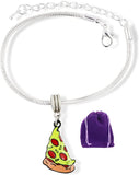 Pizza Bracelet | Jewelry Piece Coloured Enamel Snake Chain Charm