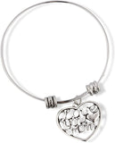 Emerald Park Jewelry Love You Mom in a Heart Fancy Charm Bangle