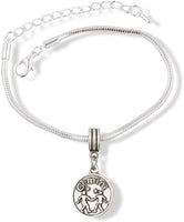 Gemini Astrology Sign Snake Chain Charm Bracelet