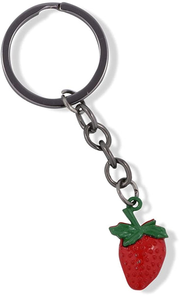 EPJ Red Strawberry with Green Stem Charm Keychain