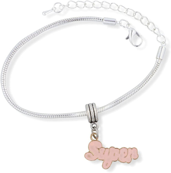 EPJ Super Pink Snake Chain Charm Bracelet