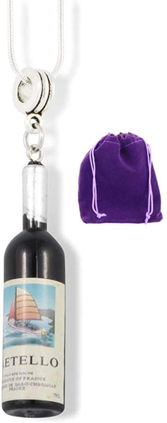 Bottle of Wine Necklace | Wine Bottle Drink and Food Charm Snake Chain Pendant