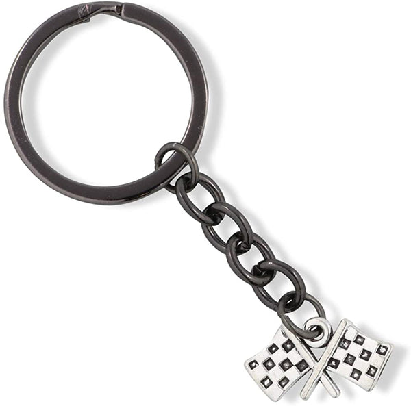 Emerald Park Jewelry Checkered Racing Flags Charm Car Keychain a Great Llaveros de Hombre as a Formula Racing Gifts for Keychains for Men to Celebrate as Fast Cool Keychain Furious