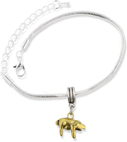 Pig Gold Snake Chain Charm Bracelet