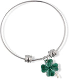 Four Leaf Clover with green Tint Fancy Charm Bangle