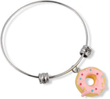 Donut Bracelet | BFF Food Bracelets Yellow with Pink Icing and Sprinkles Fancy Friendship Bangle