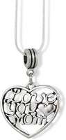 Emerald Park Jewelry Love You Mom in a Heart Charm Snake Chain Necklace