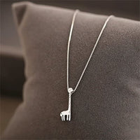 EPJ Giraffe with Straight Legs and Neck Round Head Silver on Silver Chain Necklace