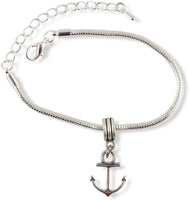 Boat Anchor Snake Chain Charm Bracelet
