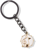 EPJ Treble Clef and Music Note on White Snare Drum Charm Keychain
