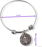 San Benito Bracelet | St Benedict Medals are Great Catholic Gifts or Confirmation Gifts and Medalla de san Benito a Stainless Steel Bangle for Sensitive Skin a Saint Benedict Bracelet for Men or Women