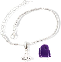 Vegan Text Snake Chain Charm Bracelet