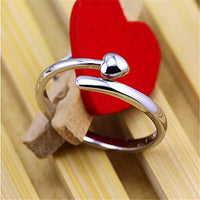 Emerald Park Jewelry Heart Love Wedding Band Silver Plated Adjustable Ring