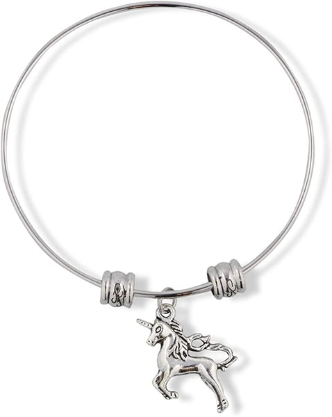 Unicorn on Hind Legs with Tail touching Mane Fancy Charm Bangle